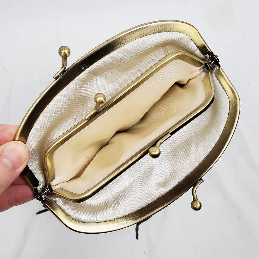 Natural Life Genuine Suede Kisslock‎ Coin Purse Wallet - Picture 4 of 5